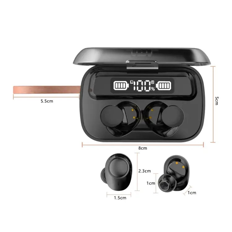 A13 TWS CVC8.0 and DSP Dual Noise Cancelling Touch Bluetooth Earphone with Charging Box Support LED Digital Display &