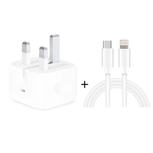A2344 20W PD 3.0 Type-C / USB-C Folding Travel Charger + USB-C / Type-C to 8 Pin Fast Charging Data Cable Set UK Plug