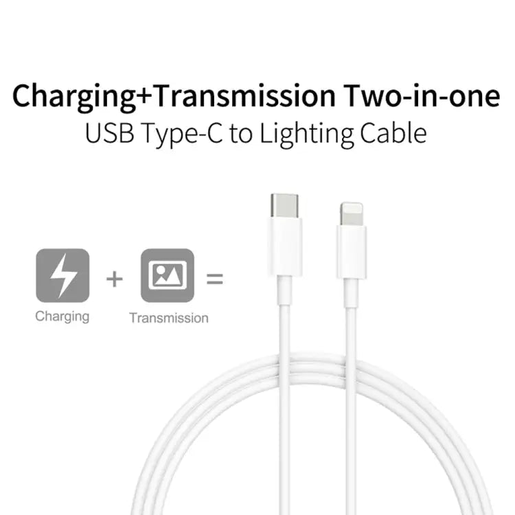 A2344 20W PD 3.0 Type-C / USB-C Folding Travel Charger + USB-C / Type-C to 8 Pin Fast Charging Data Cable Set UK Plug