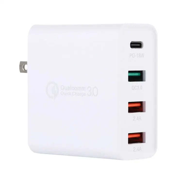 A3 PD 18W USB-C / Type-C + QC3.0 USB + Dual USB Interface Travel Charger US Plug EU Plug UK Plug - US Plug - Apple
