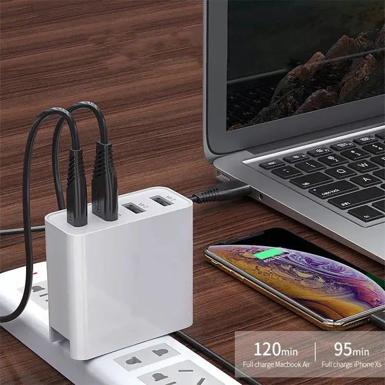 A3 PD 18W USB-C / Type-C + QC3.0 USB + Dual USB Interface Travel Charger US Plug EU Plug UK Plug - Apple Accessories