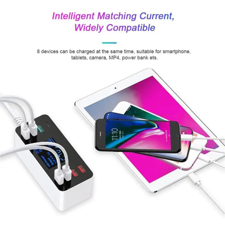 A9 Plus (Global Version) Multi-function AC 100V~240V 8 Ports USB Digital Display LCD Detachable Charging Station Smart