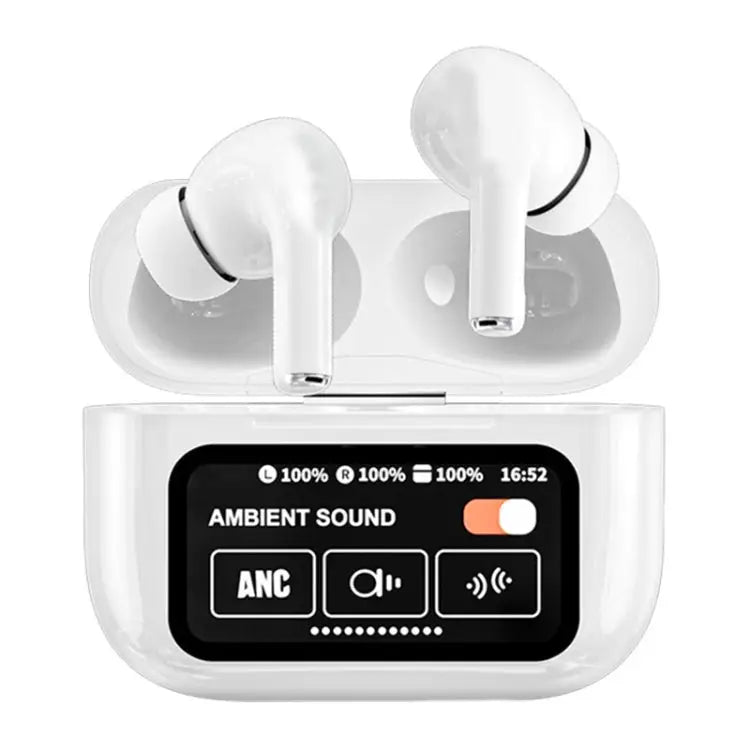 A9 Pro Smart Colorful Touch Screen ANC + ENC Noise Reduction Wireless Bluetooth Earphone - Apple Accessories