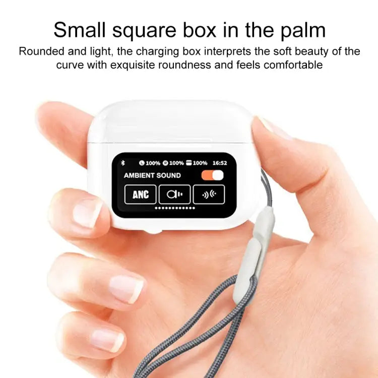 A9 Pro Smart Colorful Touch Screen ANC + ENC Noise Reduction Wireless Bluetooth Earphone - Apple Accessories