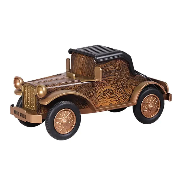 A9 Retro Wood Grain Classic Car Shape Wireless Bluetooth Speaker Subwoofer Radio Portable Mobile Phone Stand Mini