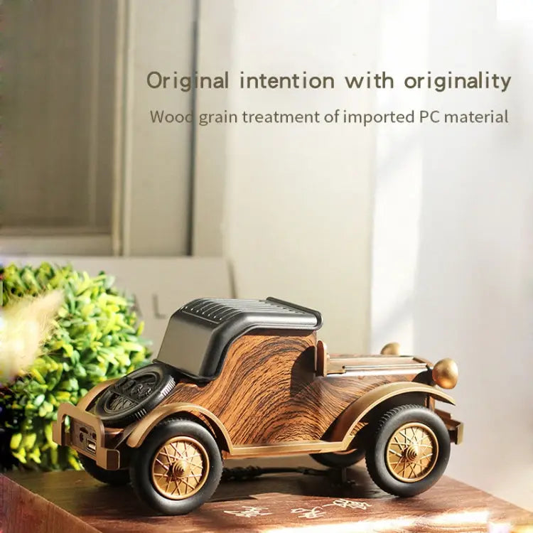 A9 Retro Wood Grain Classic Car Shape Wireless Bluetooth Speaker Subwoofer Radio Portable Mobile Phone Stand Mini