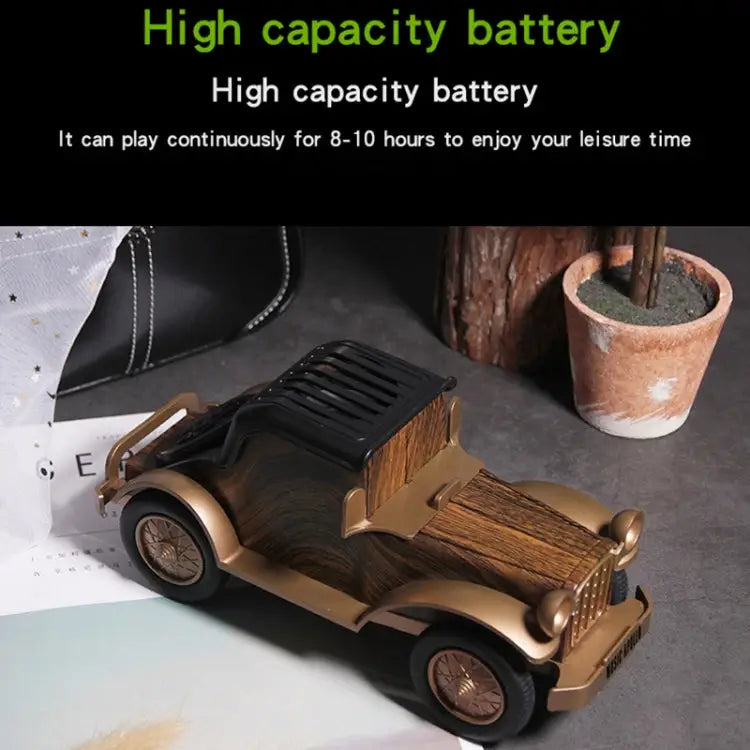 A9 Retro Wood Grain Classic Car Shape Wireless Bluetooth Speaker Subwoofer Radio Portable Mobile Phone Stand Mini