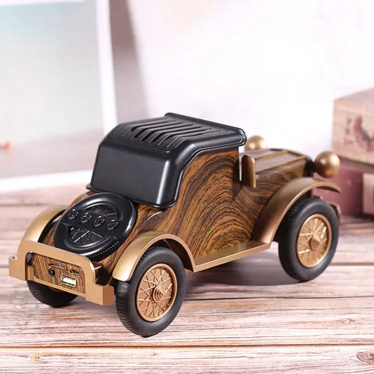A9 Retro Wood Grain Classic Car Shape Wireless Bluetooth Speaker Subwoofer Radio Portable Mobile Phone Stand Mini