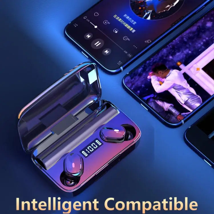 A9 TWS CVC8.0 and DSP Dual Noise Cancelling Bluetooth Earphone with Magnetic Charging Box & LED Digital Display Support