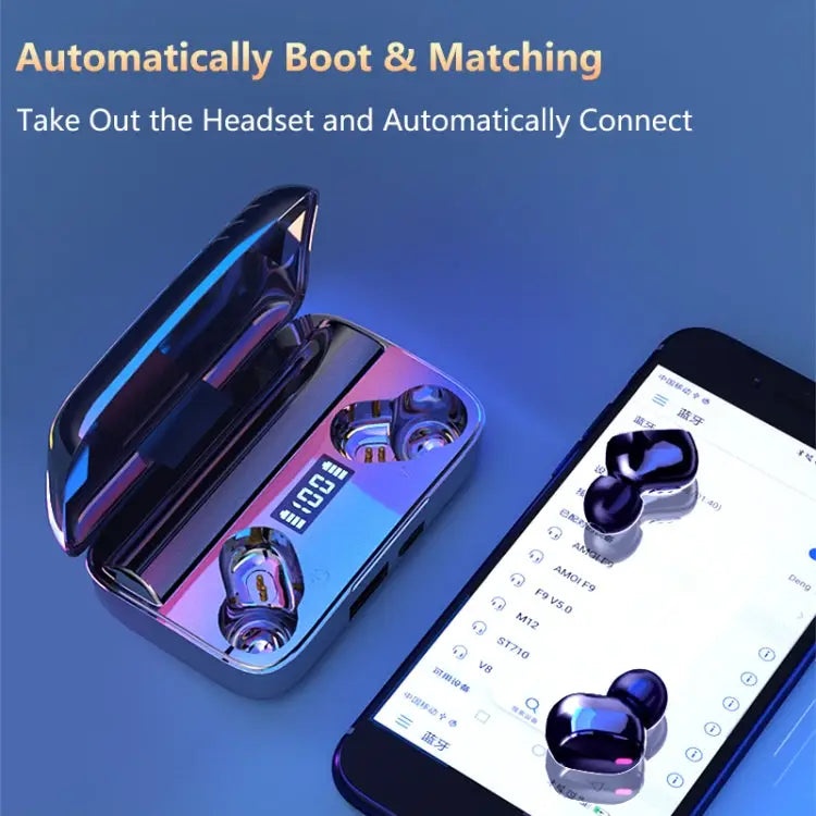 A9 TWS CVC8.0 and DSP Dual Noise Cancelling Bluetooth Earphone with Magnetic Charging Box & LED Digital Display Support