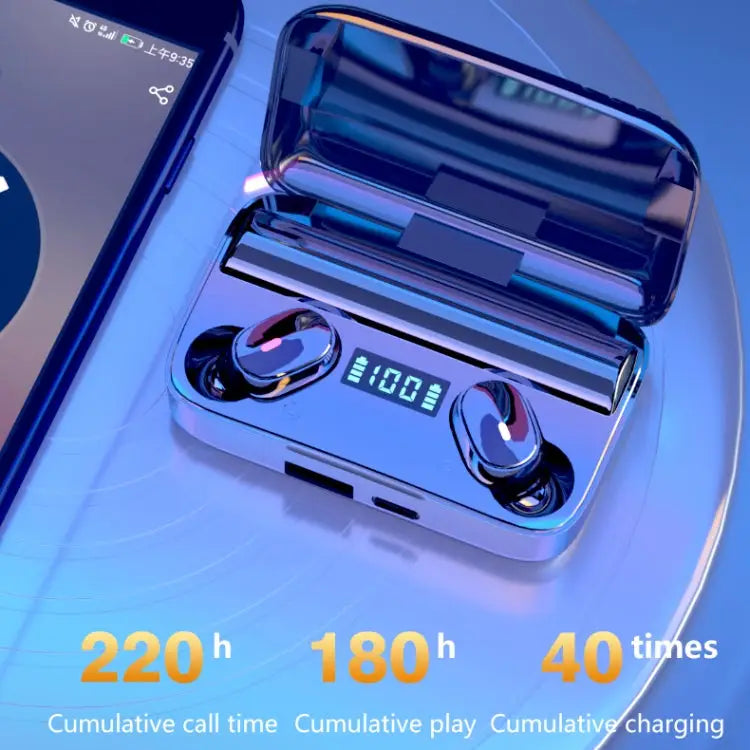 A9 TWS CVC8.0 and DSP Dual Noise Cancelling Bluetooth Earphone with Magnetic Charging Box & LED Digital Display Support