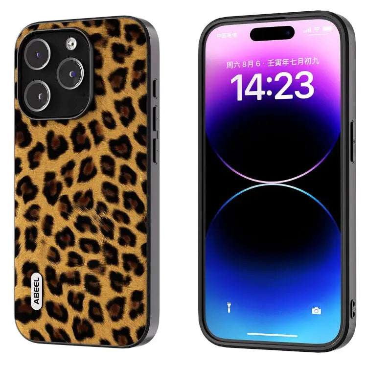ABEEL Black Edge Leopard Phone Case For iPhone 15 Pro Max For iPhone 15 Pro For iPhone 15 Plus For iPhone 15 For iPhone