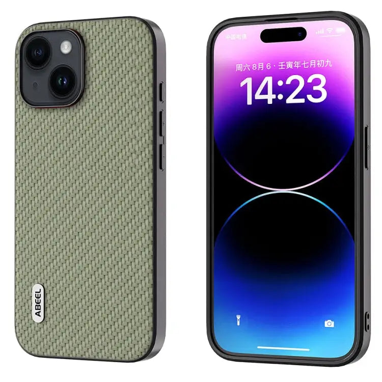 ABEEL Carbon Fiber Texture Protective Phone Case For iPhone 14 Plus For iPhone 14 - For iPhone 14 / Green