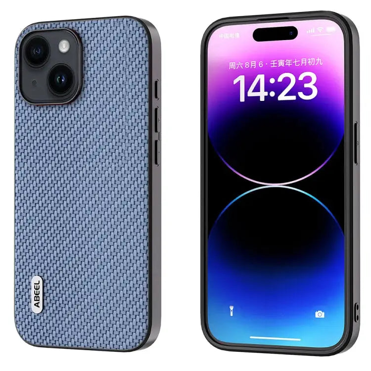 ABEEL Carbon Fiber Texture Protective Phone Case For iPhone 14 Plus For iPhone 14 - For iPhone 14 / Light Blue