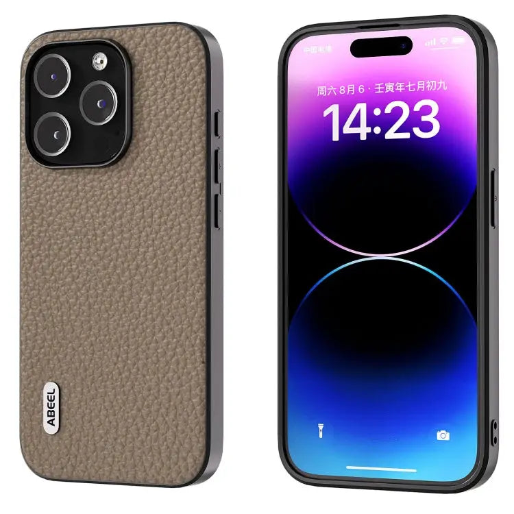 ABEEL Genuine Leather Litchi Texture Phone Case For iPhone 15 Plus For iPhone 15 For iPhone 14 Plus For iPhone 14