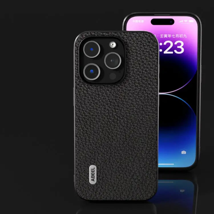 ABEEL Genuine Leather Litchi Texture Phone Case For iPhone 15 Plus For iPhone 15 For iPhone 14 Plus For iPhone 14