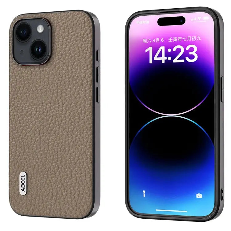 ABEEL Genuine Leather Litchi Texture Phone Case For iPhone 15 Plus For iPhone 15 For iPhone 14 Plus For iPhone 14