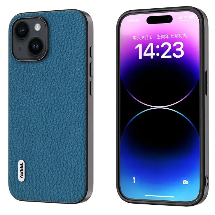 ABEEL Genuine Leather Litchi Texture Phone Case For iPhone 15 Plus For iPhone 15 For iPhone 14 Plus For iPhone 14