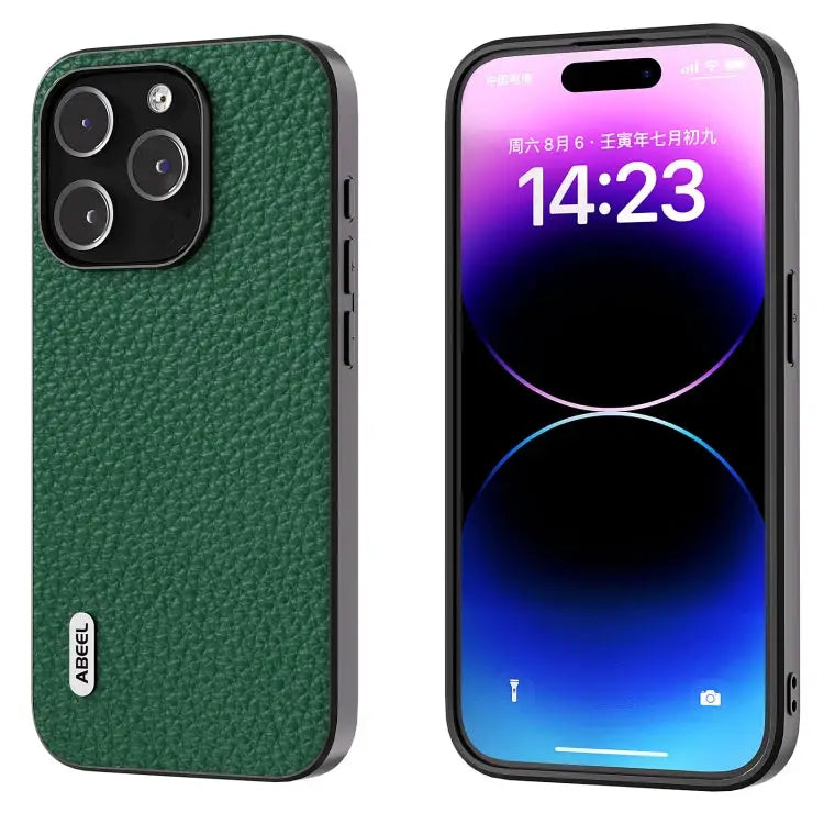 ABEEL Genuine Leather Litchi Texture Phone Case For iPhone 15 Plus For iPhone 15 For iPhone 14 Plus For iPhone 14