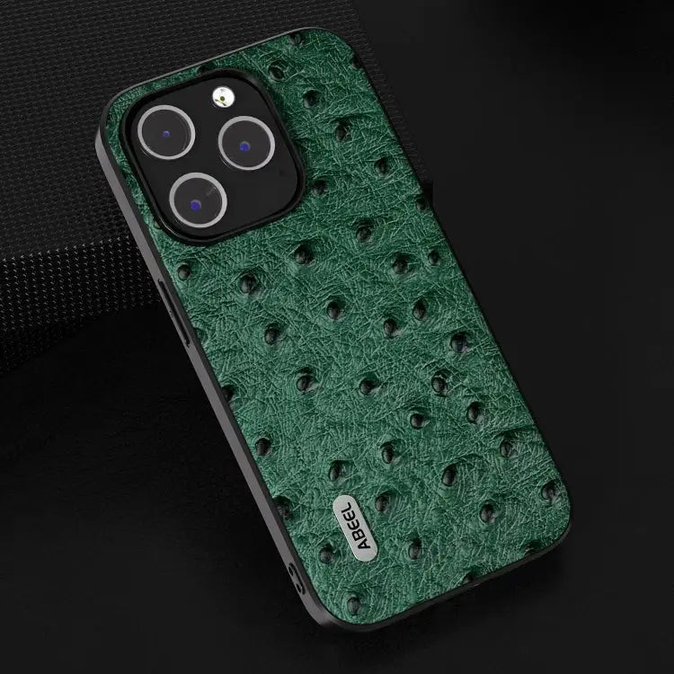 ABEEL Genuine Leather Ostrich Texture Phone Case
