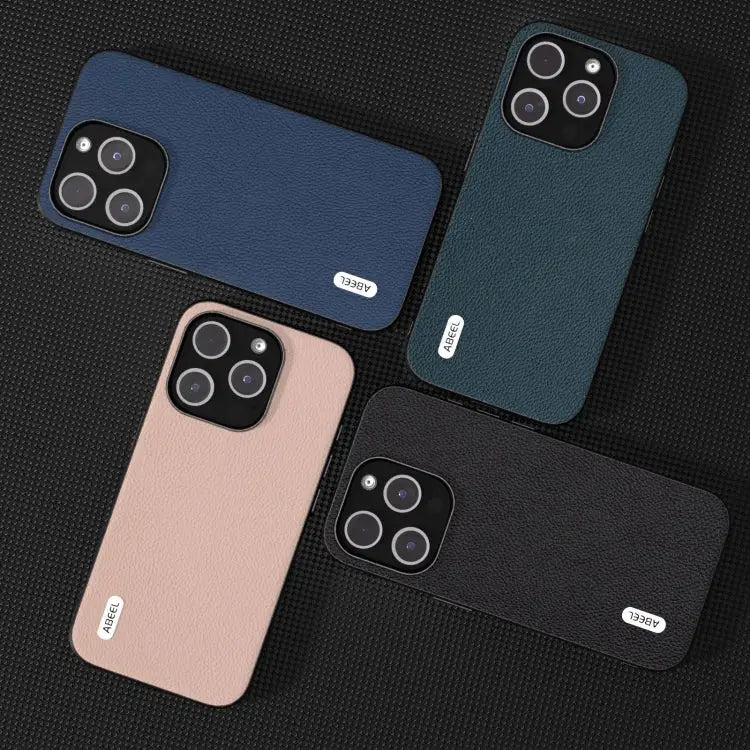 ABEEL Genuine Leather + PC Litchi Texture Phone Case For iPhone 15 Plus For iPhone 15 For iPhone 14 Plus For iPhone 14