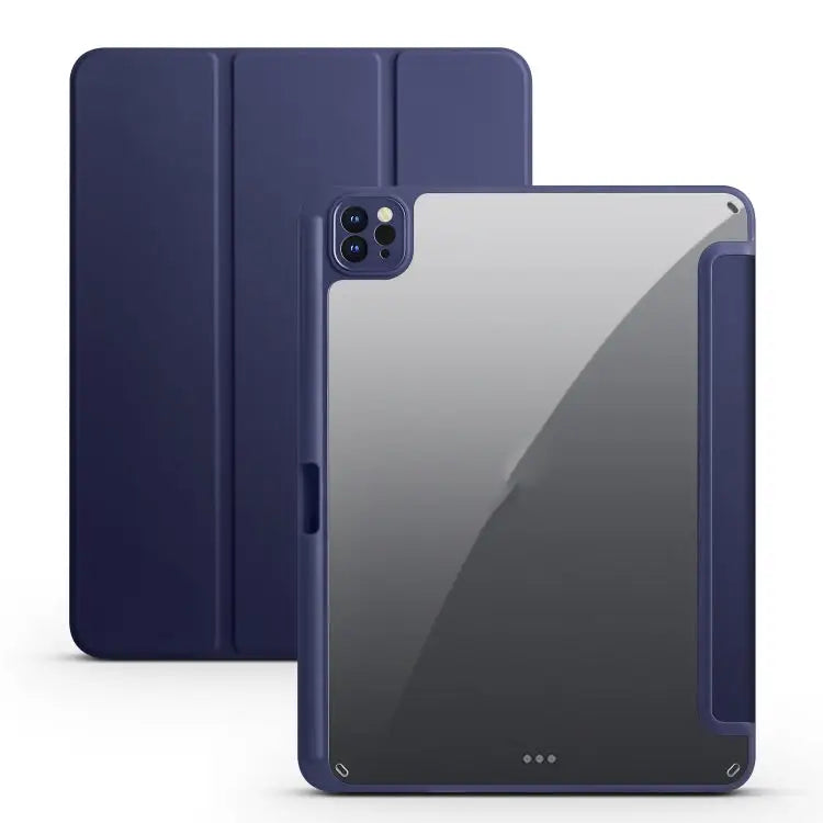 Acrylic 3-folding Smart Leather Tablet Case For iPad 9.7 2018/2017 For iPad 10.2 2021/2020/2019 For iPad Air