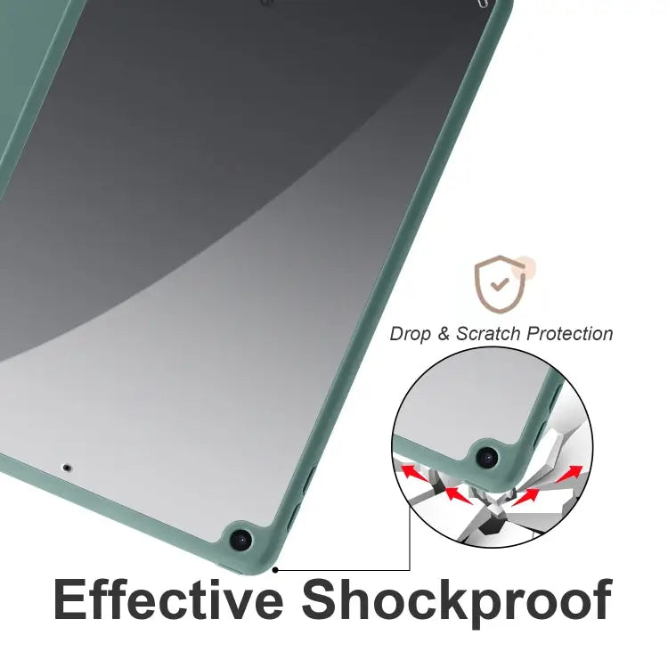 Acrylic 3-folding Smart Leather Tablet Case For iPad 9.7 2018/2017 For iPad 10.2 2021/2020/2019 For iPad Air