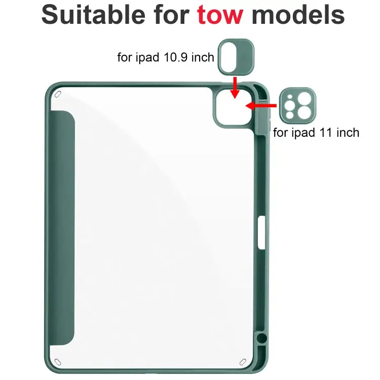 Acrylic 3-folding Smart Leather Tablet Case For iPad Air 13 2024 / Pro 12.9 2022 / 2021/2020/2018 For Samsung Galaxy