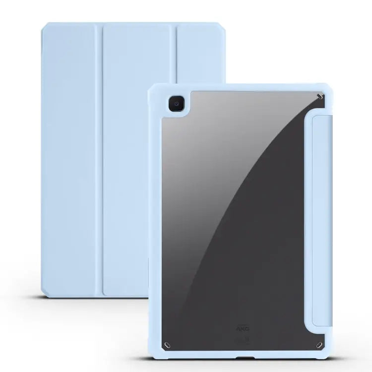 Acrylic 3-folding Smart Leather Tablet Case For iPad Air 13 2024 / Pro 12.9 2022 / 2021/2020/2018 For Samsung Galaxy