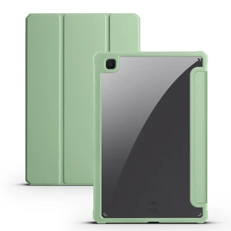 Acrylic 3-folding Smart Leather Tablet Case For iPad Air 13 2024 / Pro 12.9 2022 / 2021/2020/2018 For Samsung Galaxy