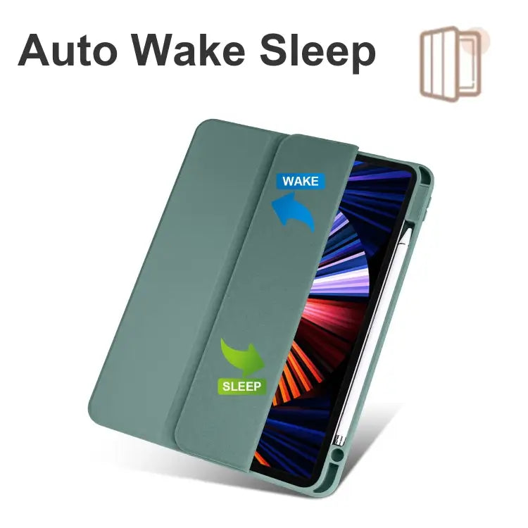Acrylic 3-folding Smart Leather Tablet Case For iPad Air 13 2024 / Pro 12.9 2022 / 2021/2020/2018 For Samsung Galaxy