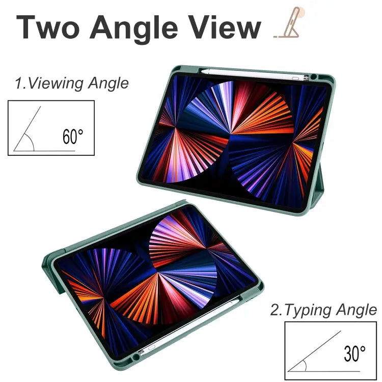 Acrylic 3-folding Smart Leather Tablet Case For iPad Air 13 2024 / Pro 12.9 2022 / 2021/2020/2018 For Samsung Galaxy