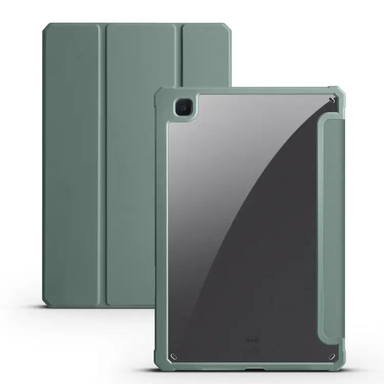 Acrylic 3-folding Smart Leather Tablet Case For iPad Air 13 2024 / Pro 12.9 2022 / 2021/2020/2018 For Samsung Galaxy