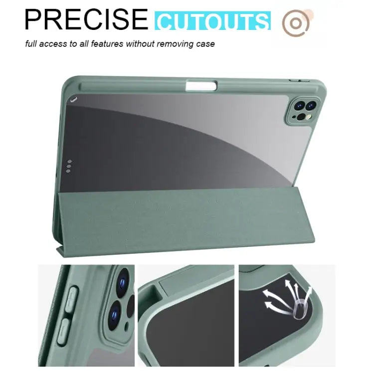Acrylic 3-folding Smart Leather Tablet Case For iPad Air 13 2024 / Pro 12.9 2022 / 2021/2020/2018 For Samsung Galaxy