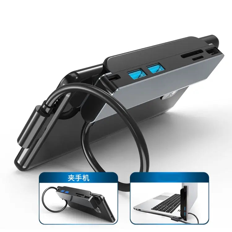 AD-065 6 in 1 USB-C / Type-C to 4K HDMI + SD / TF Card Slot + Type-C + 2 USB 3.0 Back Clip Style Multifunctional