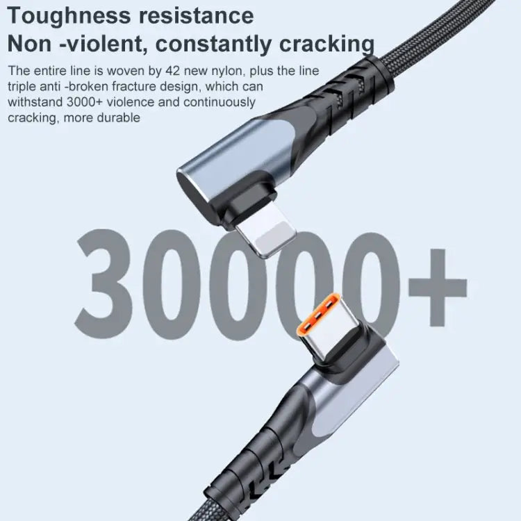 ADC-009 20W USB-C/Type-C to 8 Pin Double Elbow Data Cable 0.4m 1m 2m - Apple Accessories