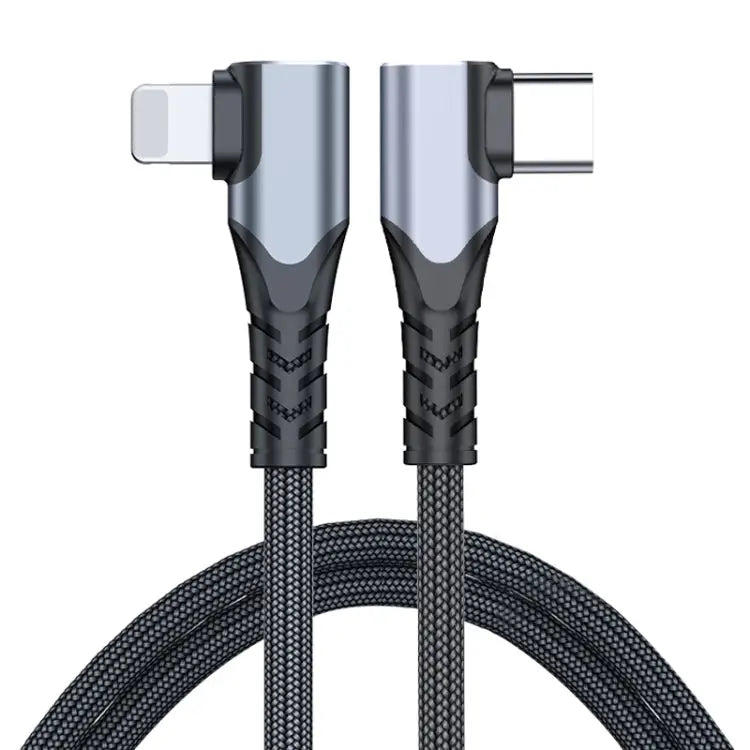 ADC-009 20W USB-C/Type-C to 8 Pin Double Elbow Data Cable 0.4m 1m 2m - 1m - Apple Accessories