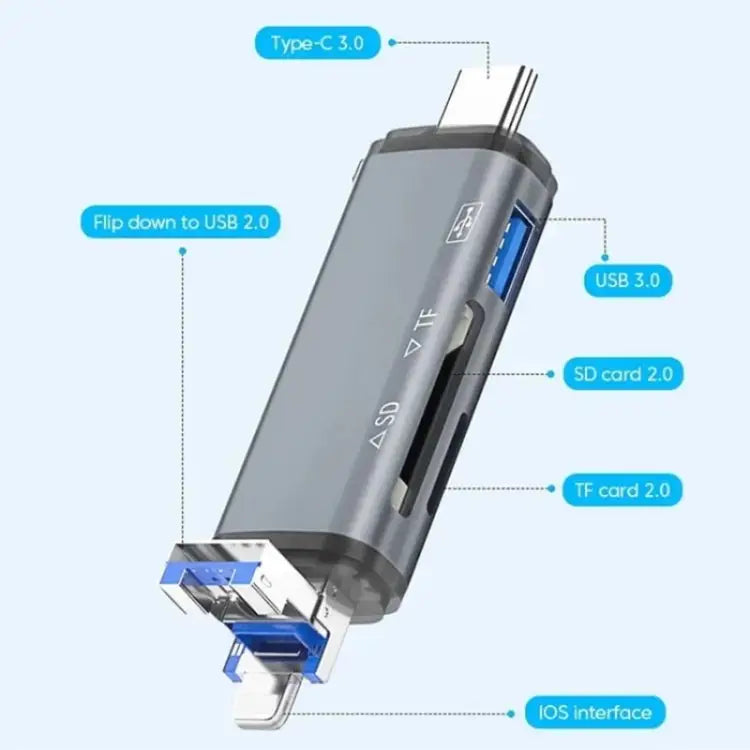 ADS-306 U-Disk Data Transfer Adapter USB / 8 Pin / Type-C Plug SD TF Card Reader ADS-306 - ADS-306 - Apple Accessories