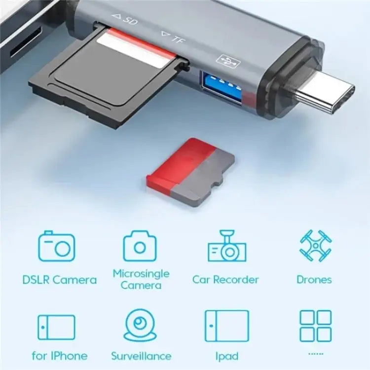 ADS-306 U-Disk Data Transfer Adapter USB / 8 Pin / Type-C Plug SD TF Card Reader ADS-306 - ADS-306 - Apple Accessories