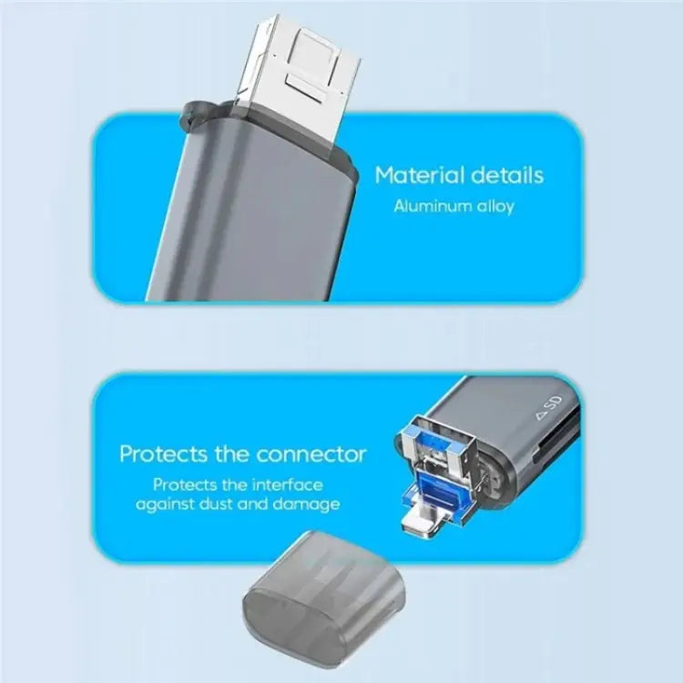 ADS-306 U-Disk Data Transfer Adapter USB / 8 Pin / Type-C Plug SD TF Card Reader ADS-306 - ADS-306 - Apple Accessories