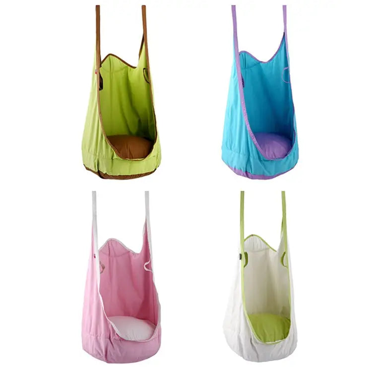 Adult and Children All-cotton Canvas Swing Outdoor Sports Toys Hanging Hammock Size: 55*75*145cm Random Color Delivery