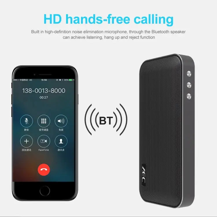AEC BT-205 Portable Wireless Bluetooth Speaker Stereo Music Loudspeaker Built-in Microphone Support TF Card - Apple