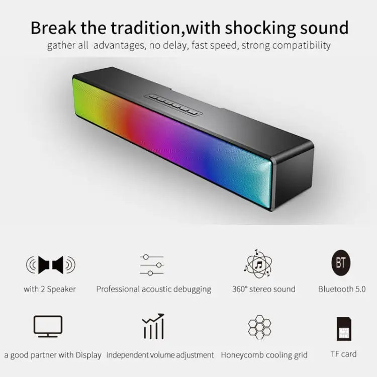 AEC BT601 RGB Light HiFi Soundbar Bluetooth Speaker Home Theater BT601 - BT601