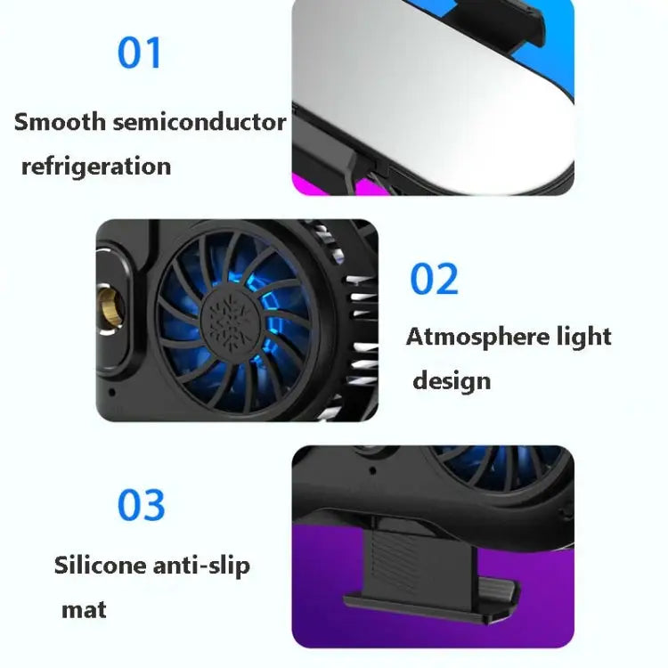 AH-102 Type-C / USB-C + USB Interface Dual Cooling And Fast Cooling Mobile Phone Radiator for 4-6.5 inch Mobile Phones