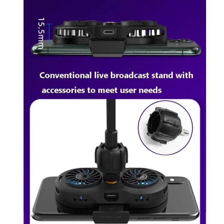 AH-102 Type-C / USB-C + USB Interface Dual Cooling And Fast Cooling Mobile Phone Radiator for 4-6.5 inch Mobile Phones