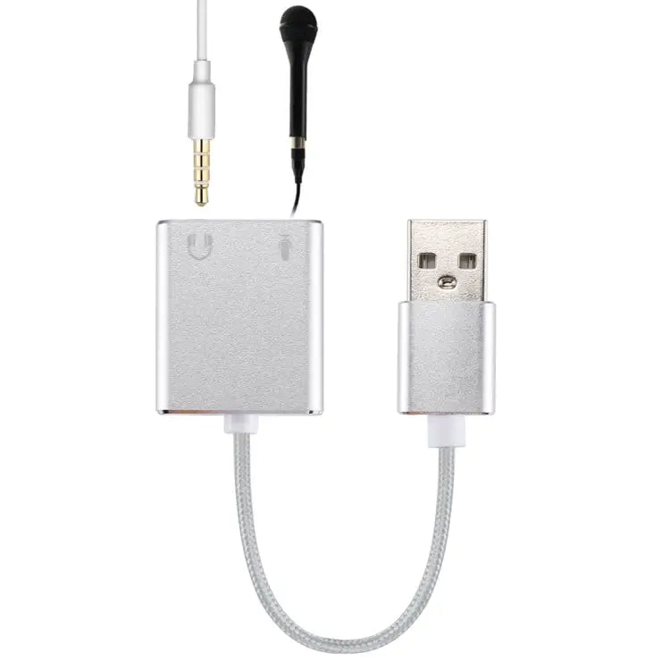 Aluminum Alloy Shell External USB Virtual 7.1 Channel Sound Card with 13cm Cable for PC Laptop USB - USB