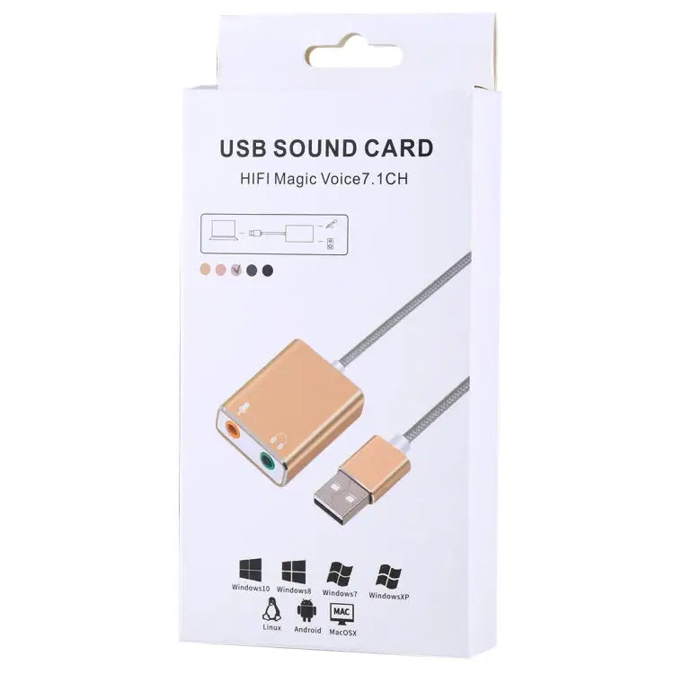 Aluminum Alloy Shell External USB Virtual 7.1 Channel Sound Card with 13cm Cable for PC Laptop USB - USB