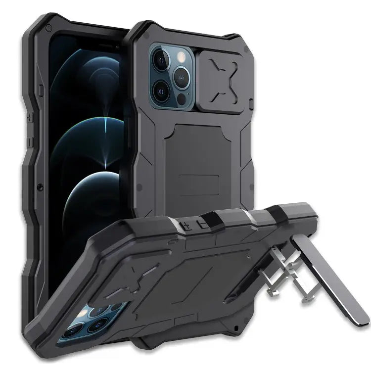 Aluminum Alloy + Silicone Anti-dust Full Body Protection with Holder For iPhone 12 / 12 Pro For iPhone 12 Pro Max
