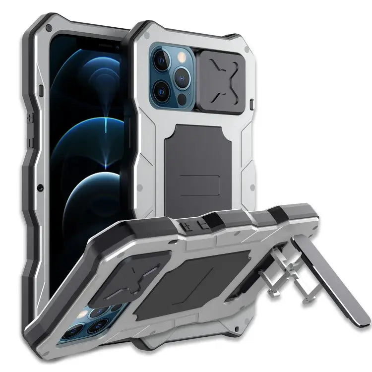 Aluminum Alloy + Silicone Anti-dust Full Body Protection with Holder For iPhone 12 / 12 Pro For iPhone 12 Pro Max