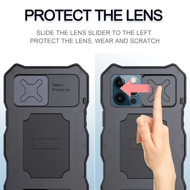 Aluminum Alloy + Silicone Anti-dust Full Body Protection with Holder For iPhone 12 / 12 Pro For iPhone 12 Pro Max